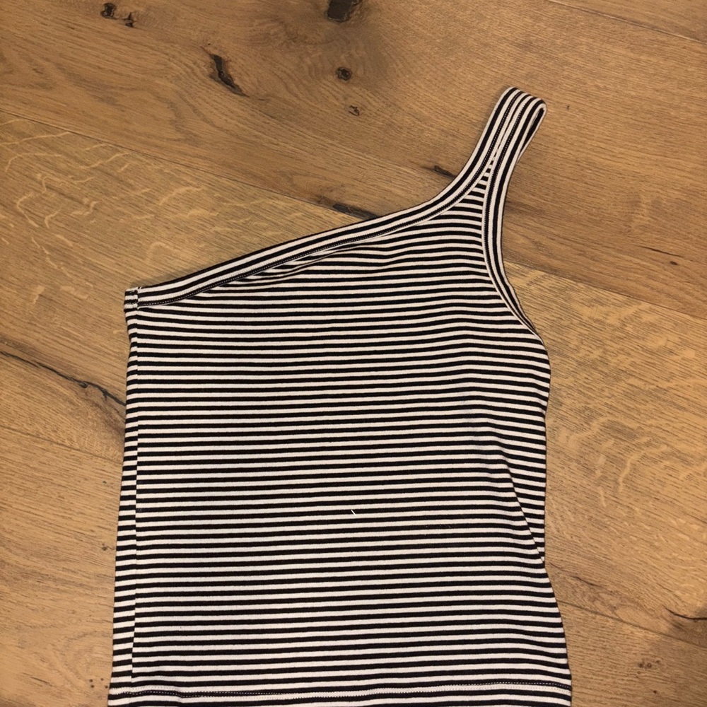Striped One-Shoulder Tank Top